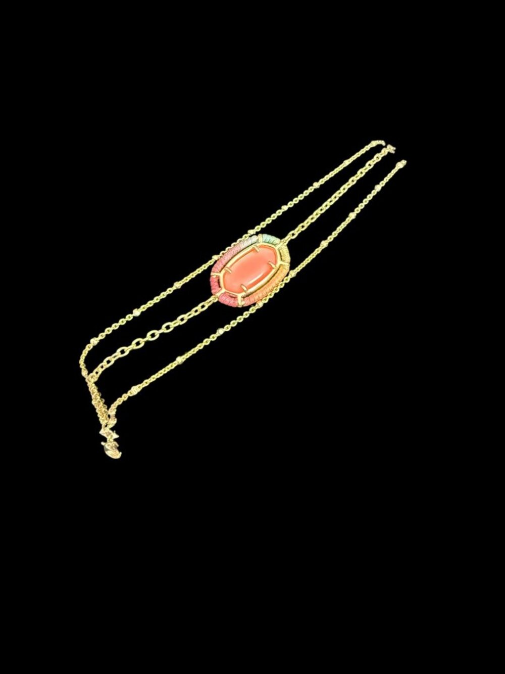 Kendra Scott Threaded Elaina Gold Multi-Strand Bracelet In Coral Illusion - Picture 4 of 6